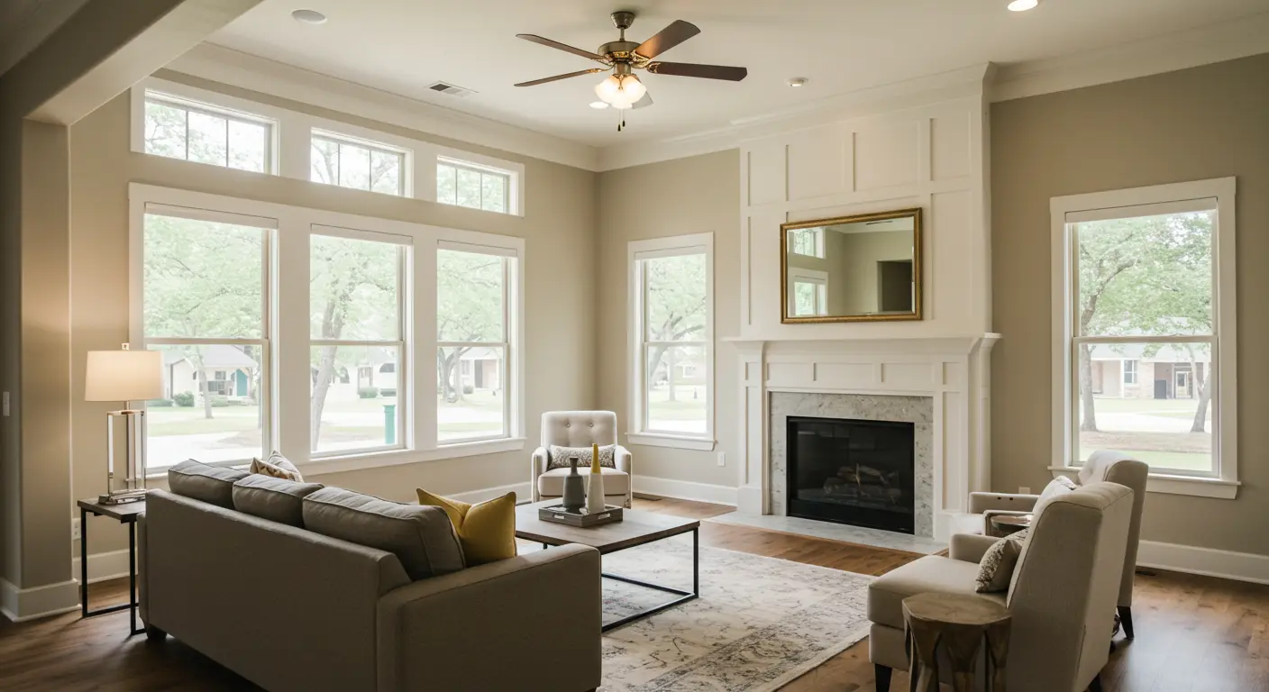 Modern home renovation project in Flower Mound, Texas showing upgraded kitchen and living space