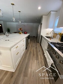 A kitchen with a new floor